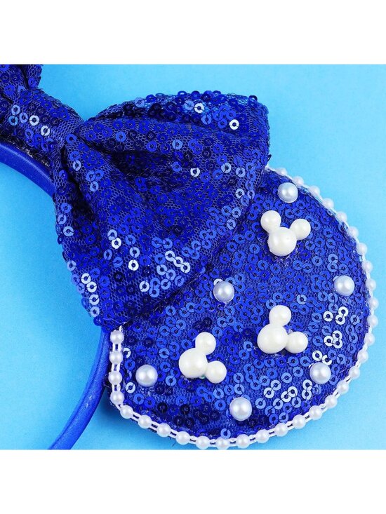 Women Navy Polyester Velvet Mickey Mouse Halloween Costume Headband main image 4